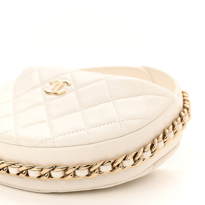Chanel Lambskin Quilted Chain Around Pouch Hobo White 10 of 11