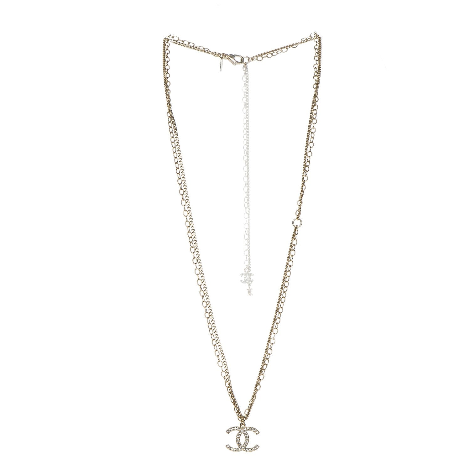 Chanel Crystal CC Necklace Gold 4 of 6