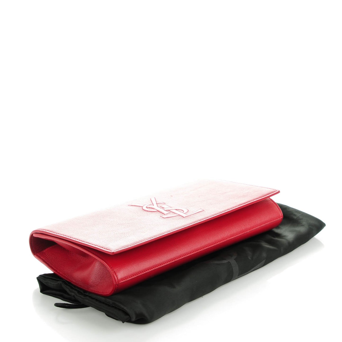 Calfskin Monogram Large Belle De Jour Clutch Lipstick Red