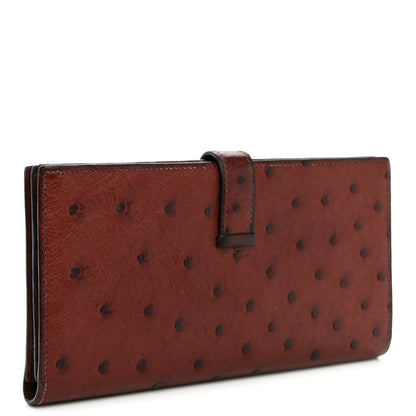 Hermes Ostrich Bearn Wallet Rouge H 3 of 10