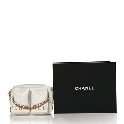 Chanel Calfskin Quilted Small Camera Case White 20 of 21