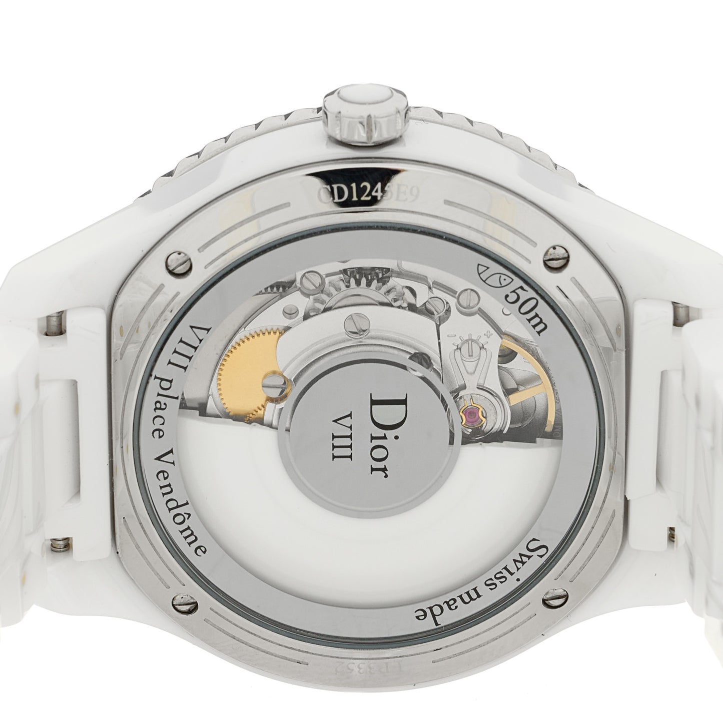 Stainless Steel Ceramic Diamond Bezel Mother of Pearl 38mm Dior VIII Automatic Watch White