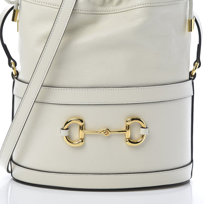 Gucci Azalea Sakai Calfskin Horsebit 1955 Drawstring Bucket Bag Mystic White 8 of 10