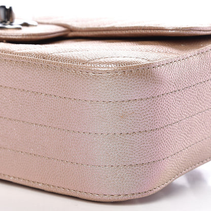 Chanel Iridescent Caviar Chevron Quilted Mini Rectangular Flap Light Gold 11 of 13