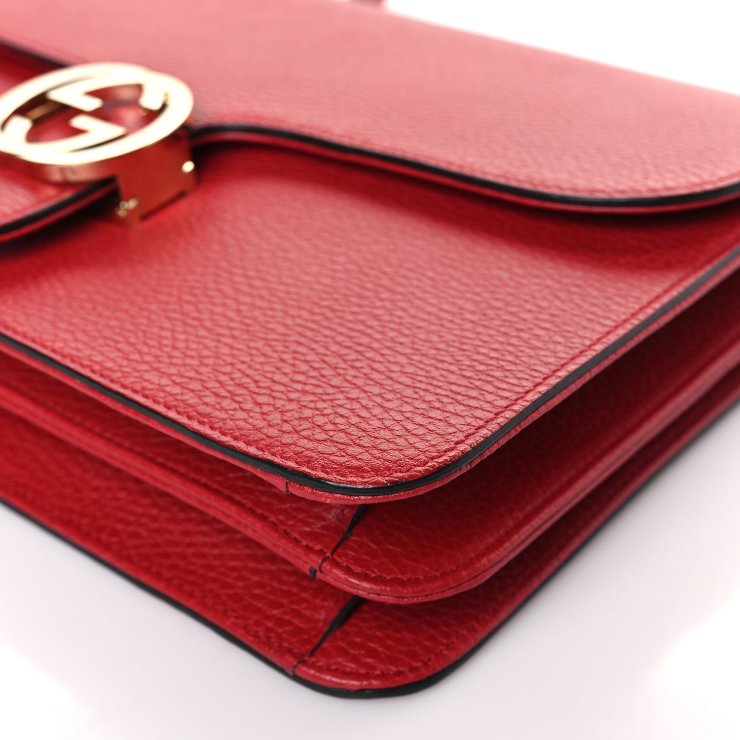 Gucci Dollar Calfskin Interlocking G Shoulder Bag Red 9 of 9