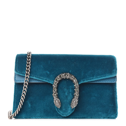 Gucci Velvet Super Mini Dionysus Shoulder Bag Pavone Cyan 1 of 9