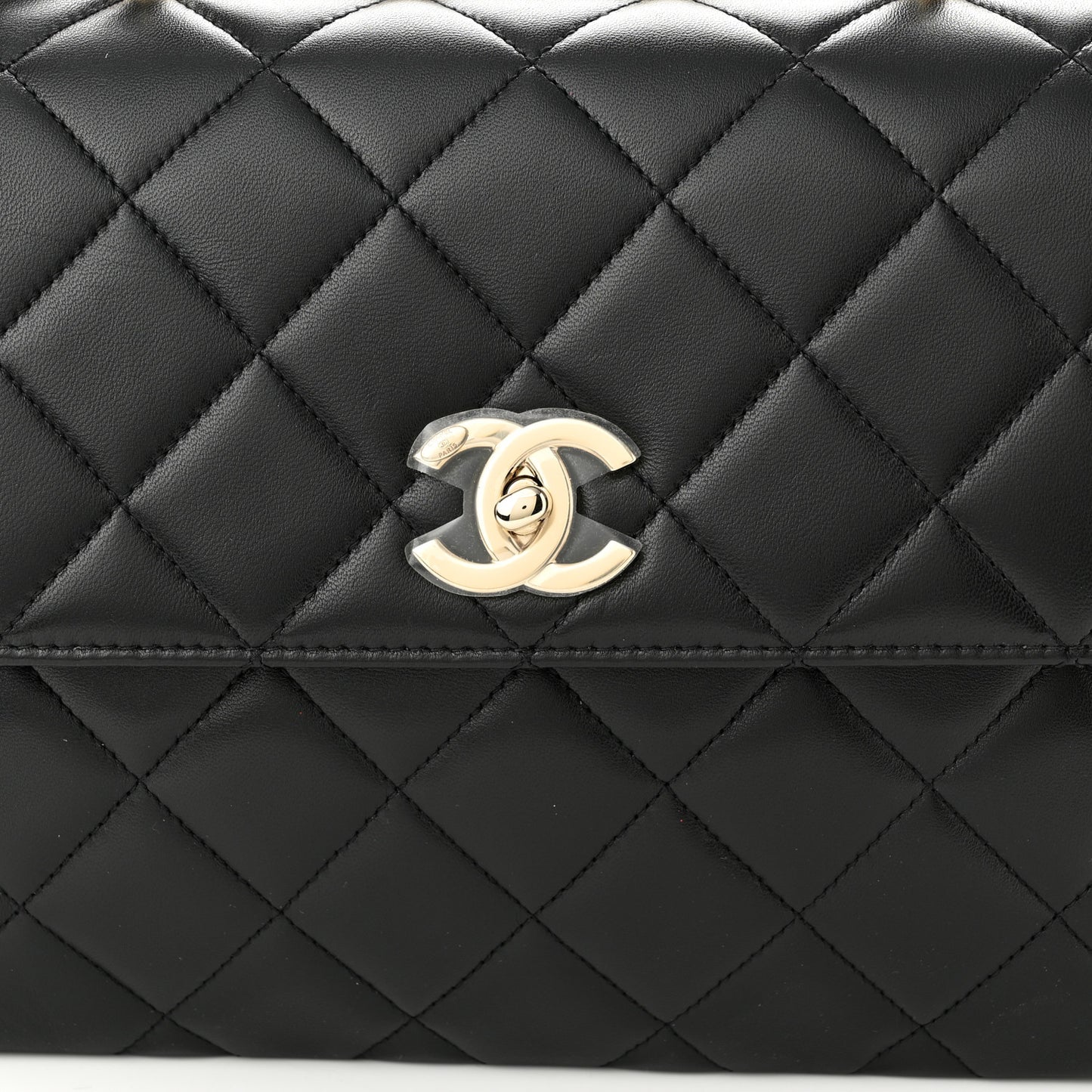 Lambskin Quilted Medium Trendy CC Flap Dual Handle Bag Black