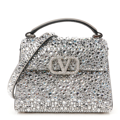 Valentino Garavani Crystal Embroidered Mini Vsling Top Handle Bag Silver 1 of 11