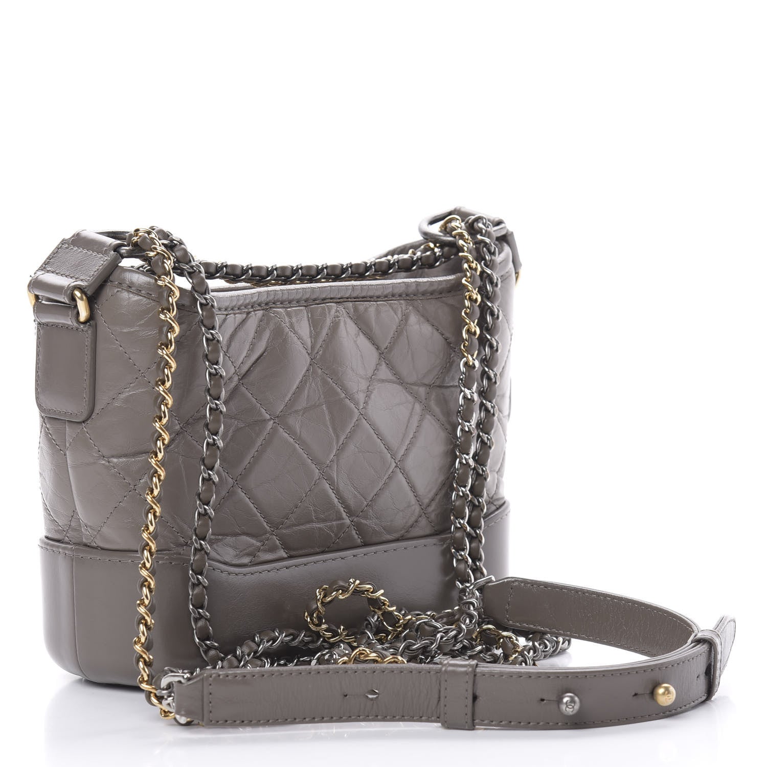 Chanel Aged Calfskin Quilted Small Gabrielle Hobo Grey 3 of 11