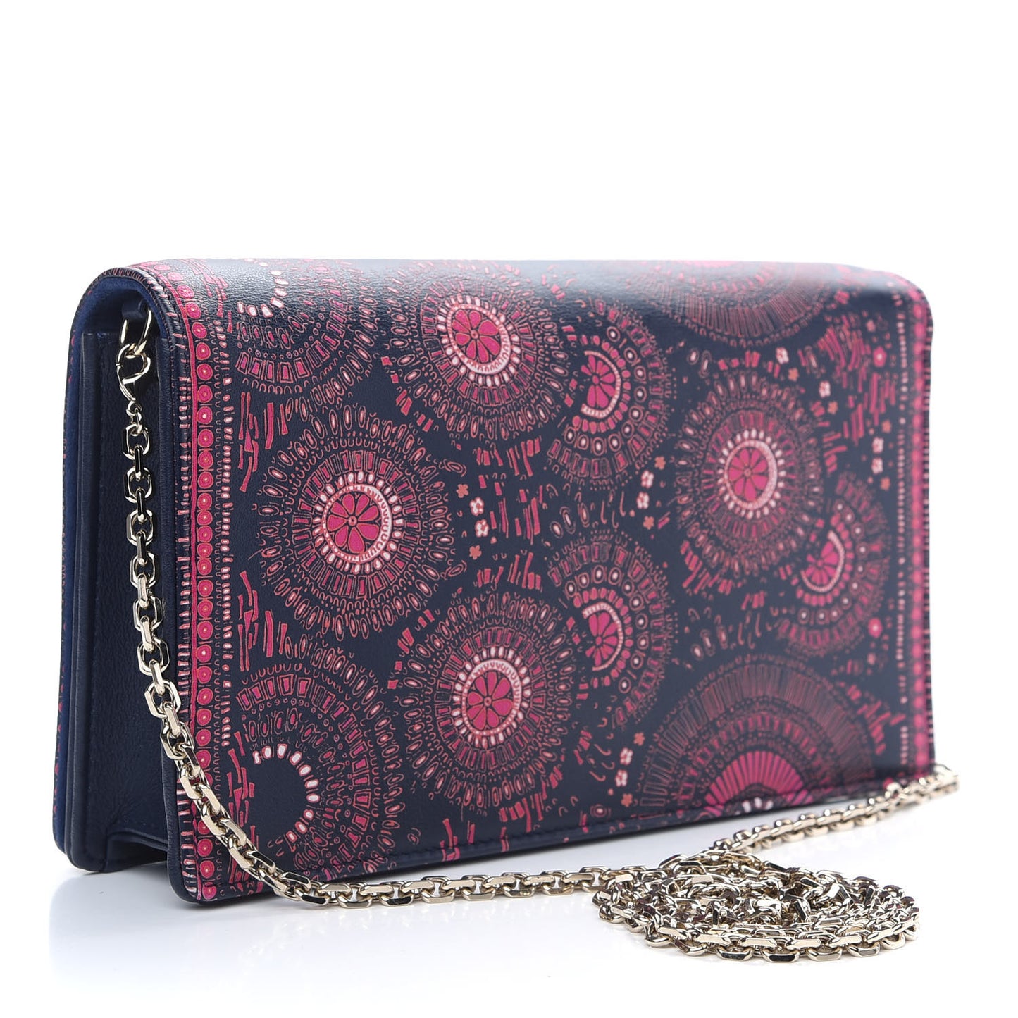Calfskin Animals Chain Pouch Fuchsia Multicolor