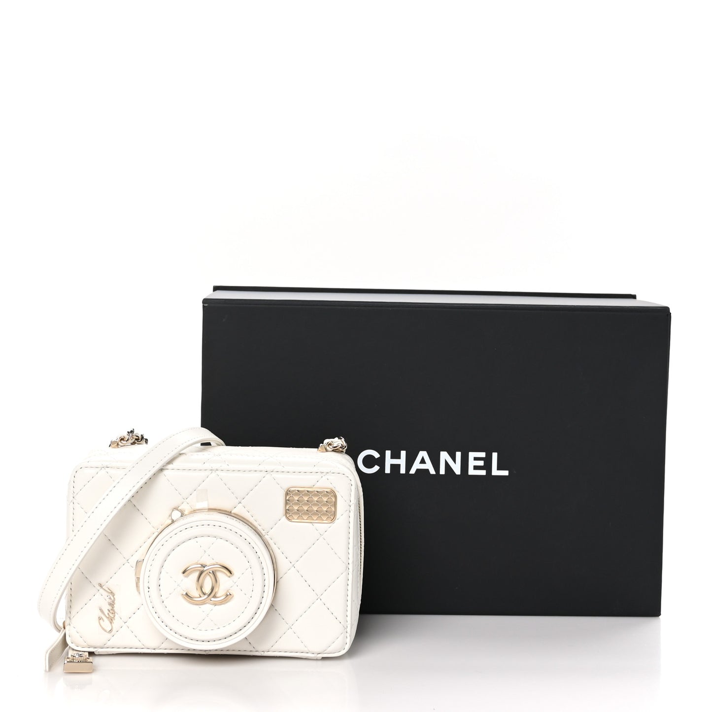 Lambskin Quilted Coco Click Bag White
