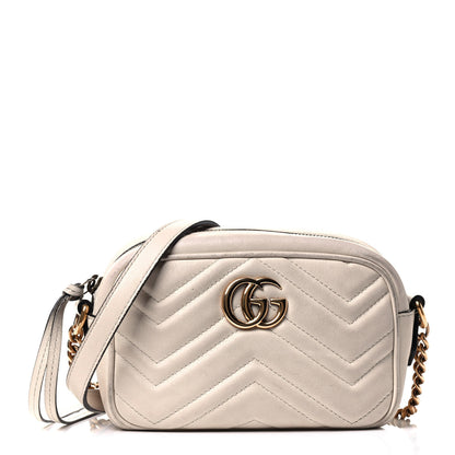 Gucci Calfskin Matelasse Mini GG Marmont Chain Shoulder Bag White 1 of 8