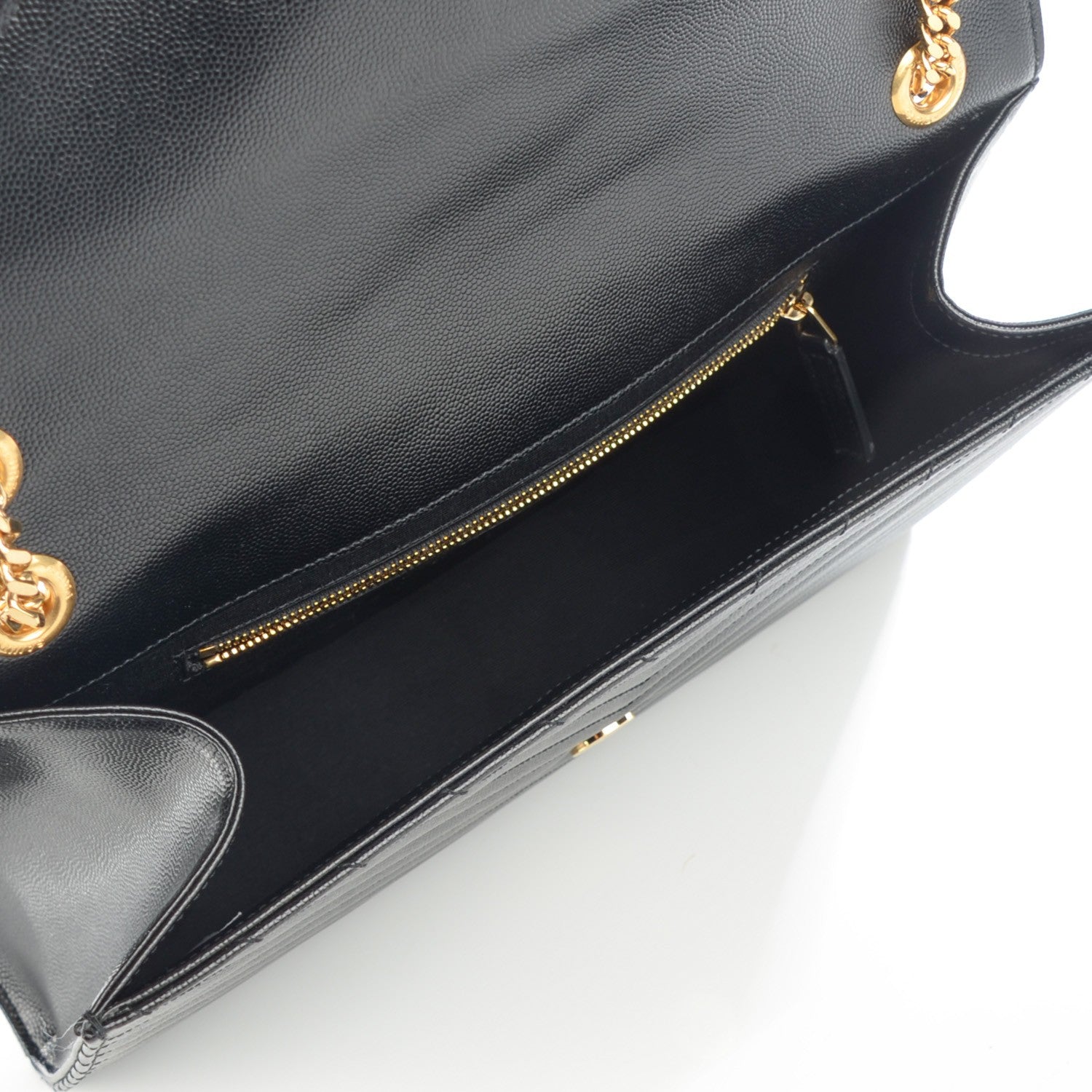 Saint Laurent Grain De Poudre Matelasse Chevron Large Monogram Satchel Black 5 of 8