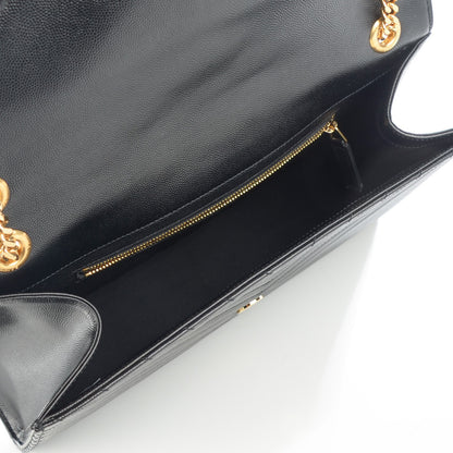 Saint Laurent Grain De Poudre Matelasse Chevron Large Monogram Satchel Black 5 of 8