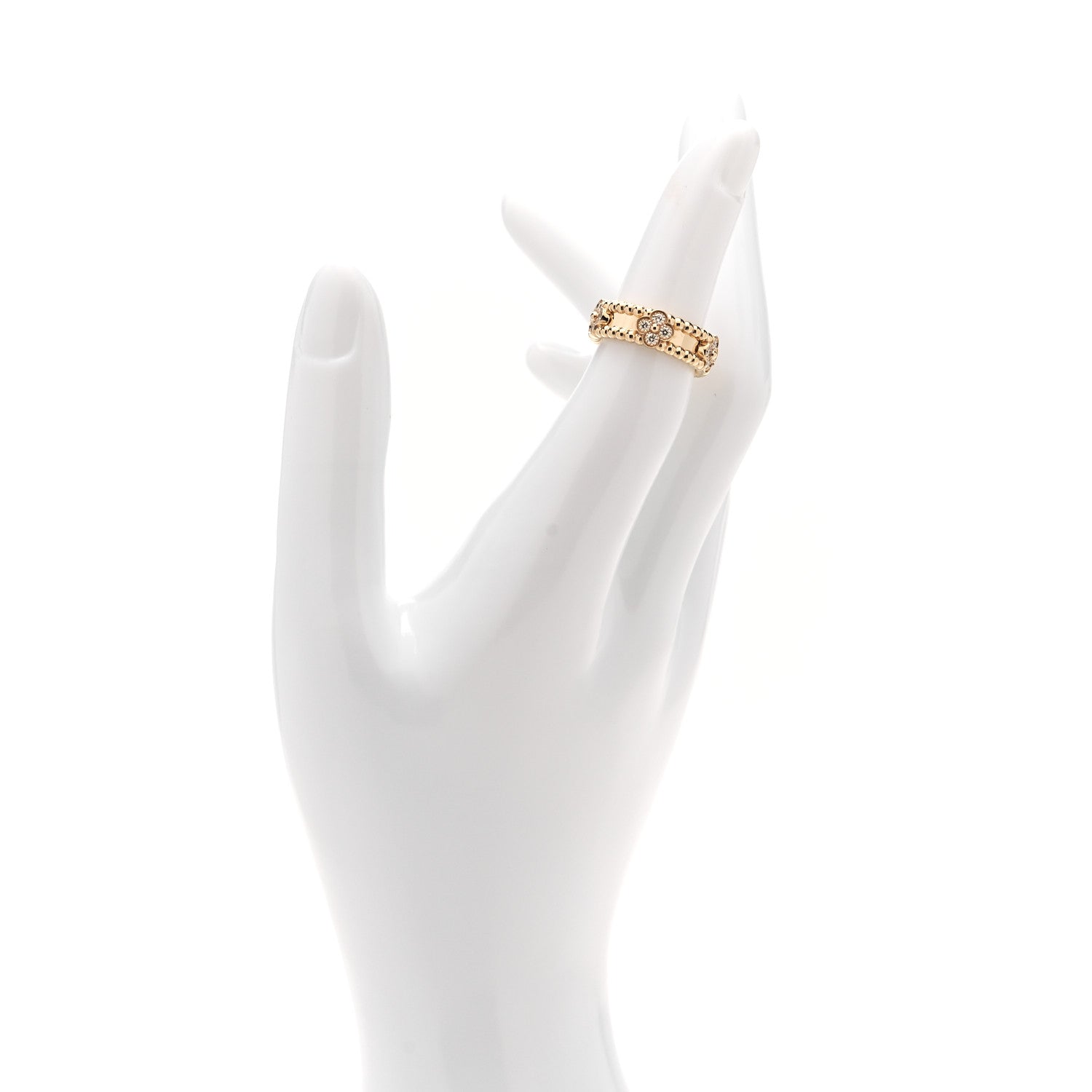 Van Cleef & Arpels 18K Yellow Gold Diamond Sweet Perlee Clovers Ring 47 4.25 2 of 5