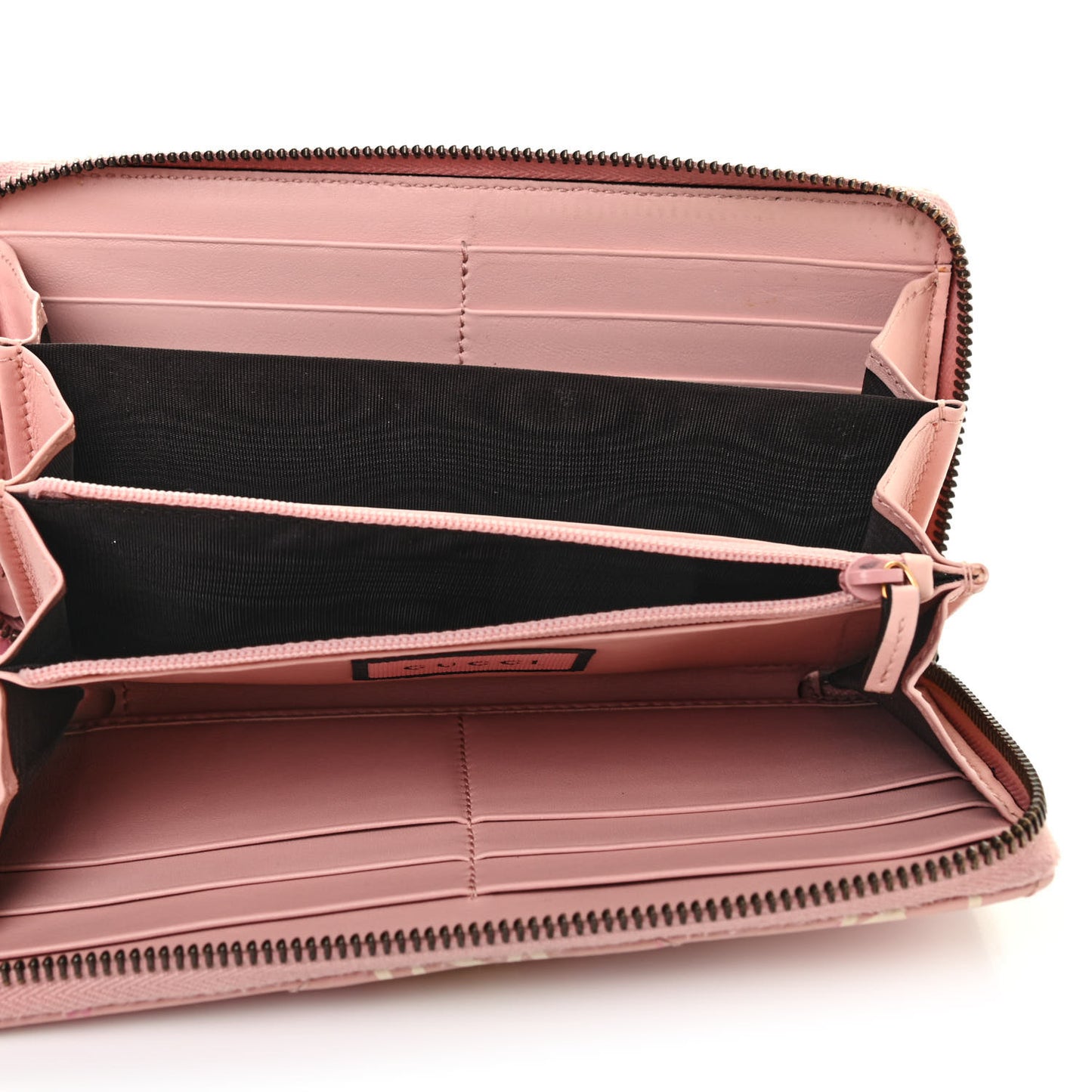 Calfskin Matelasse GucciGhost GG Marmont Zip Around Wallet Perfect Pink Rosa Ivory