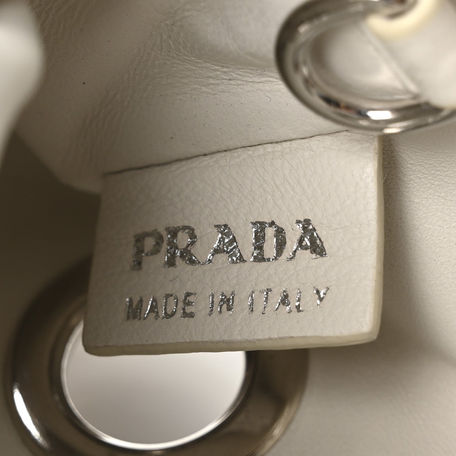 Prada Vitello Daino Grommet Chain Satchel Bag White 6 of 10