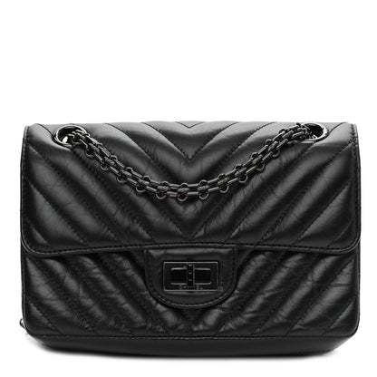Chanel Aged Calfskin Chevron Quilted 2.55 Reissue Mini Flap So Black 1 of 11