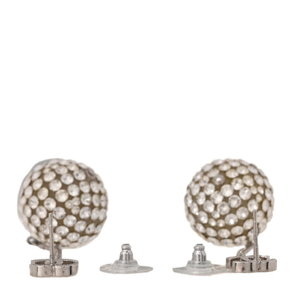 Chanel Crystal CC Ball Drop Earrings Silver 3 of 5