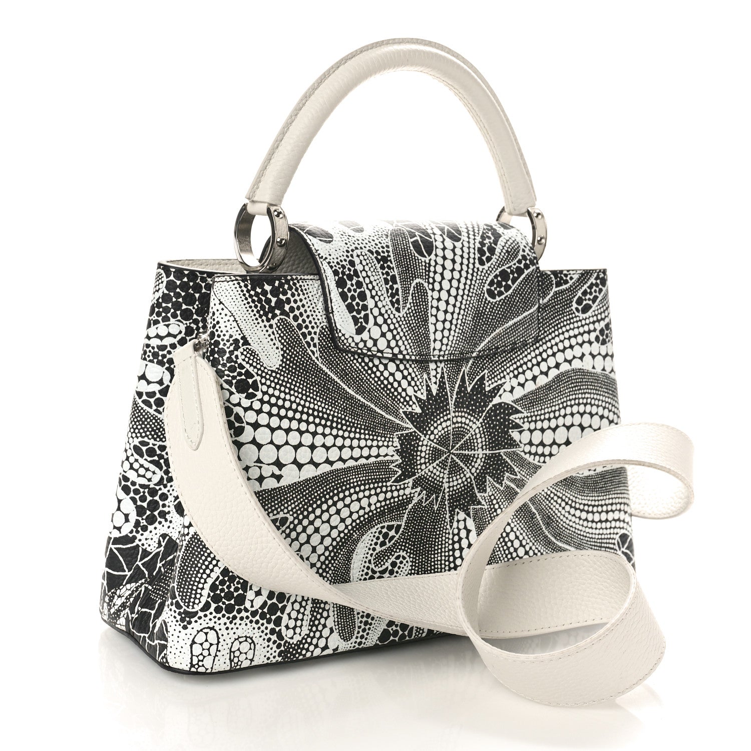 Louis Vuitton LV X YK Taurillon Psychedelic Capucines MM Black White 3 of 11