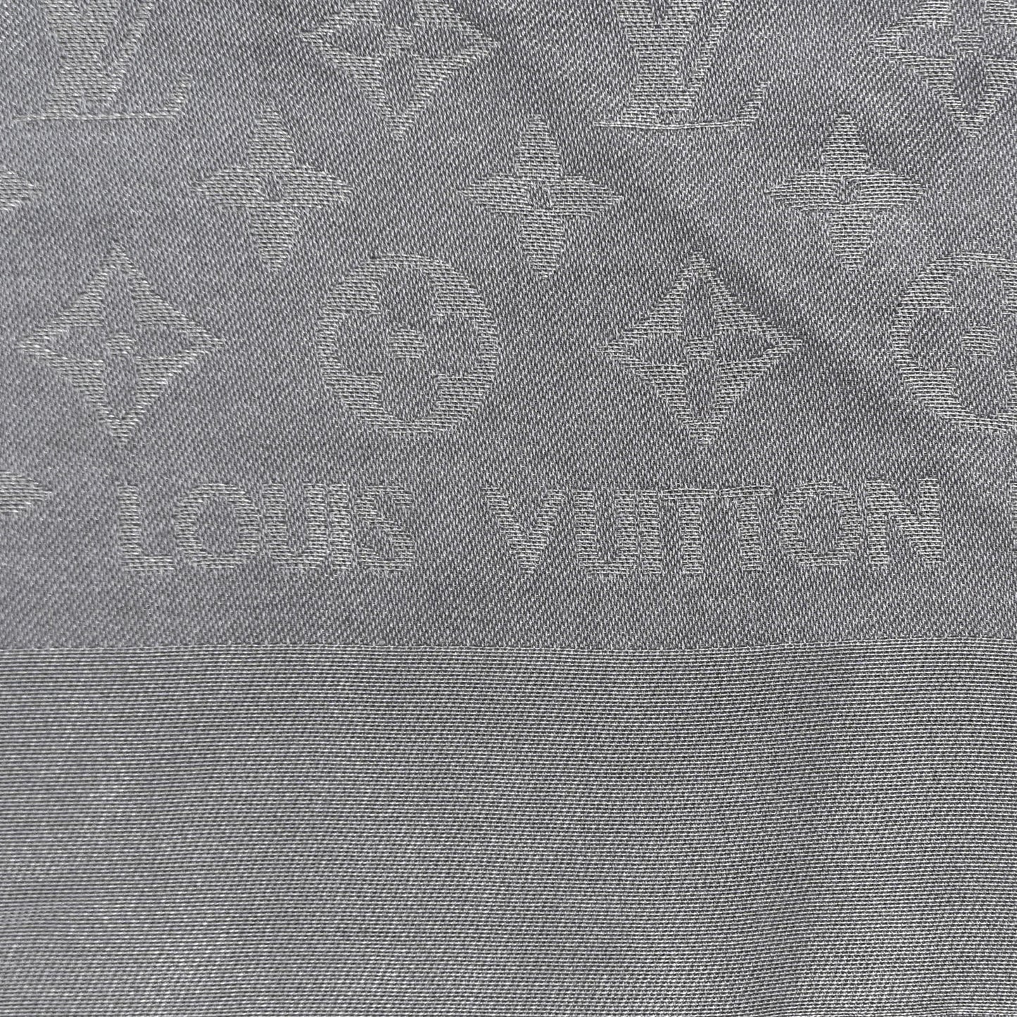 Monogram Silk Wool Shine Shawl Charcoal Grey