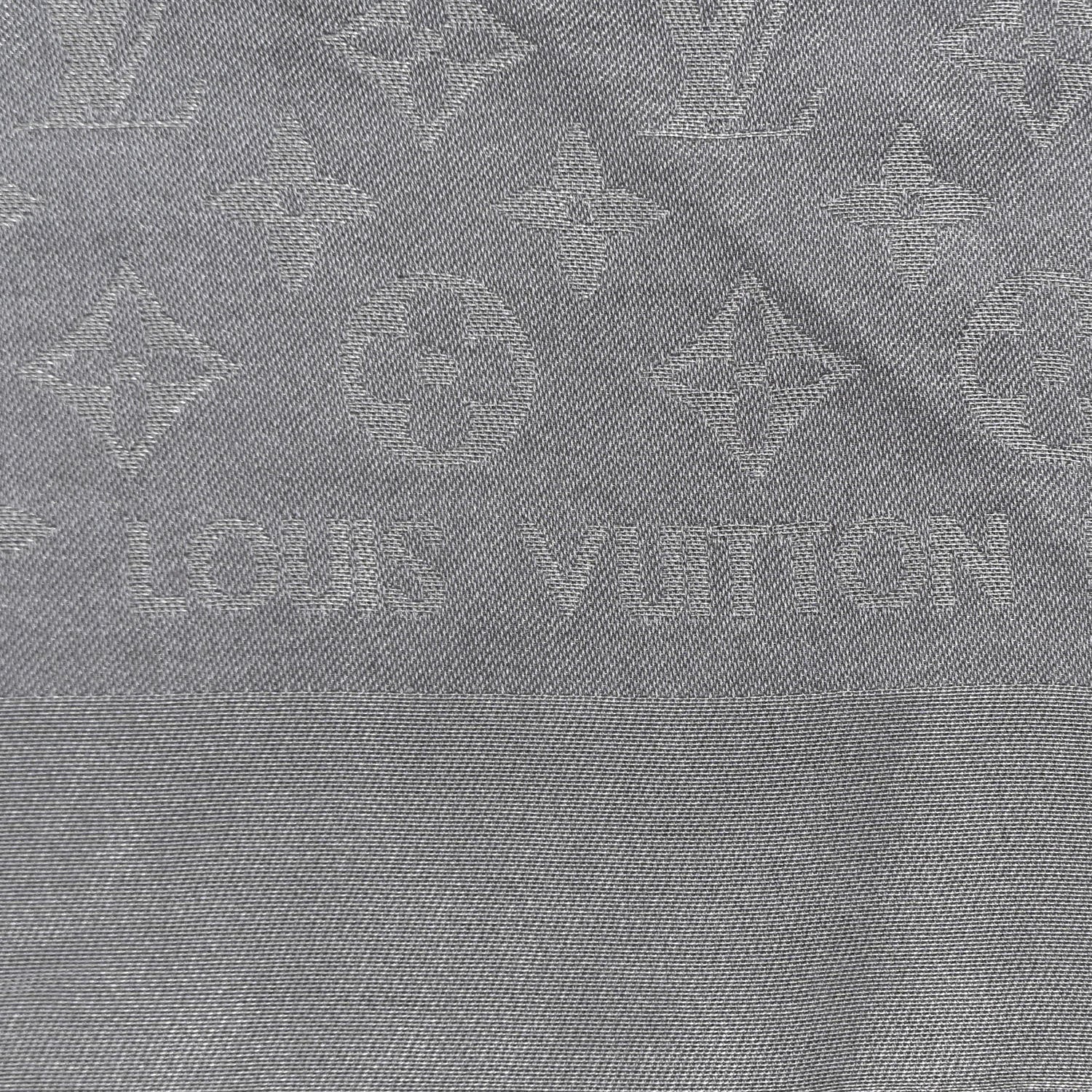 Louis Vuitton Monogram Silk Wool Shine Shawl Charcoal Grey 2 of 4