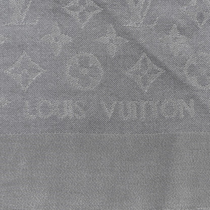 Louis Vuitton Monogram Silk Wool Shine Shawl Charcoal Grey 2 of 4