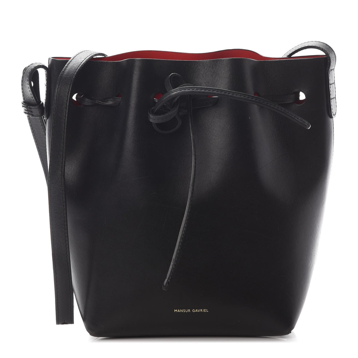 Calfskin Mini Bucket Bag Black Flamma