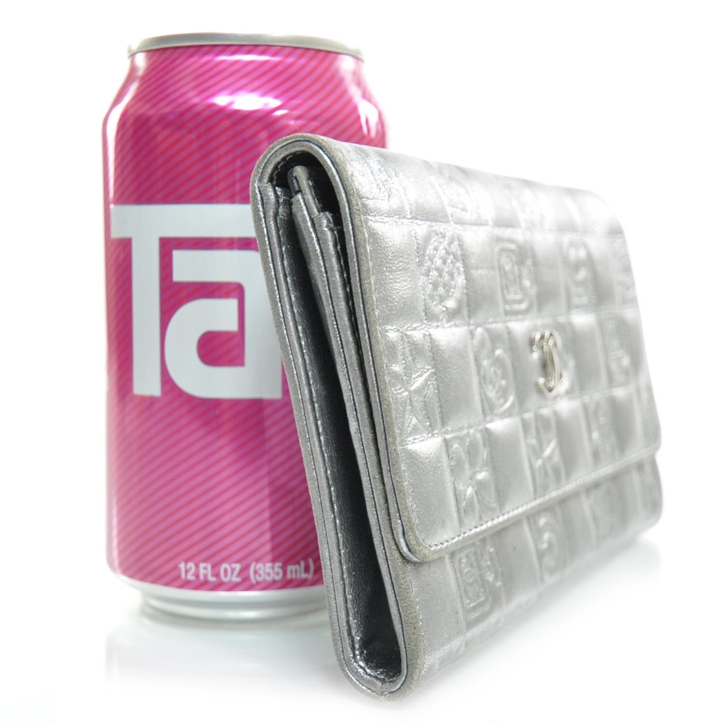 Lambskin Precious Symbols Flap Wallet Silver