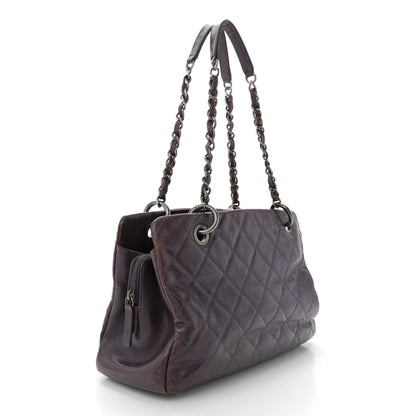 Chanel Iridescent Caviar Quilted Chic Shopping Tote Dark Purple 3 of 11