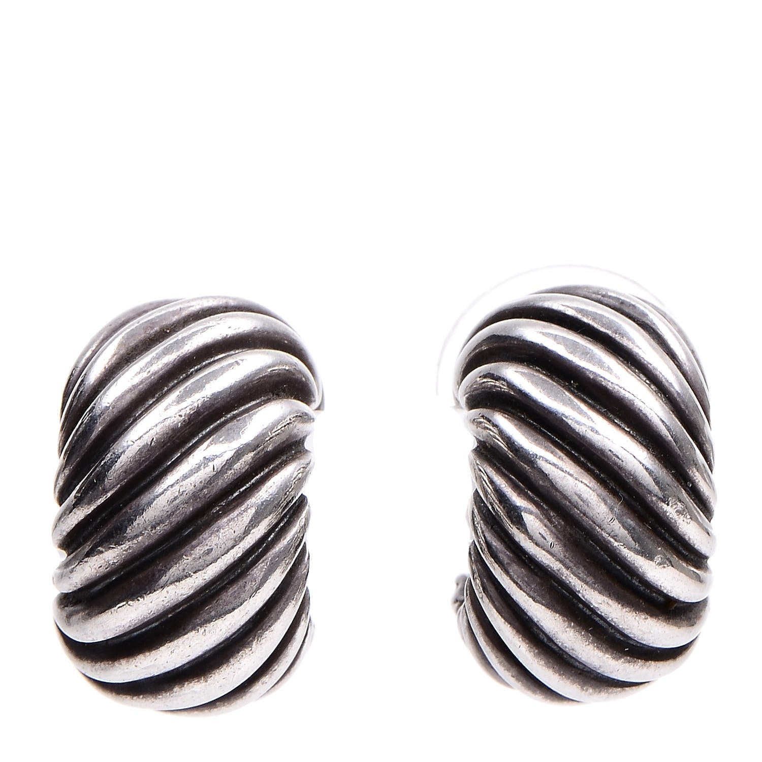 David Yurman Sterling Silver Sculpted Cable Classics Hoop Earrings 1 of 5