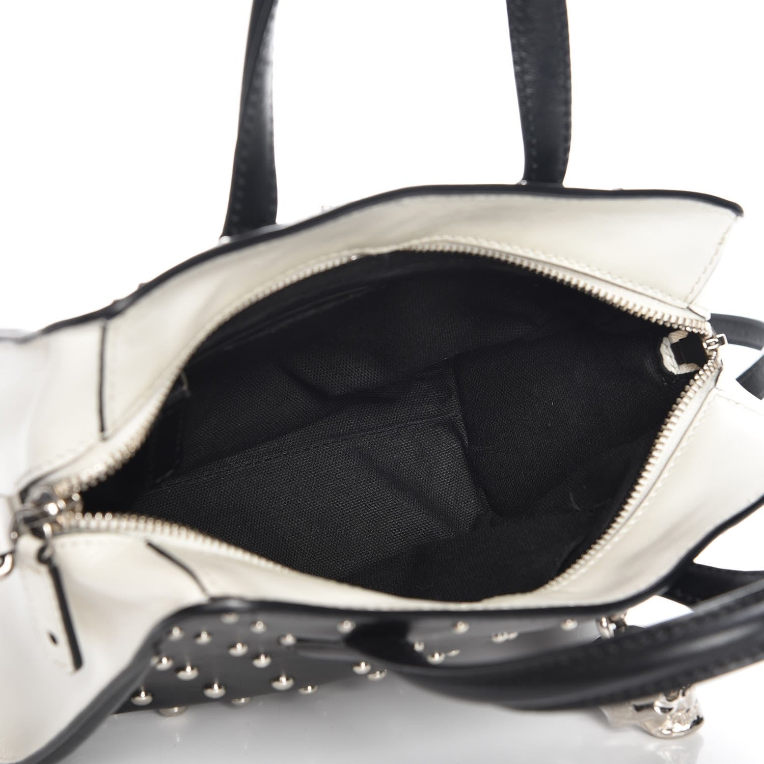 Alexander McQueen Calfskin Studded Small Padlock Tote Black White 5 of 9