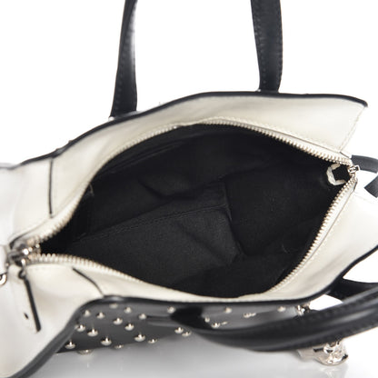 Alexander McQueen Calfskin Studded Small Padlock Tote Black White 5 of 9
