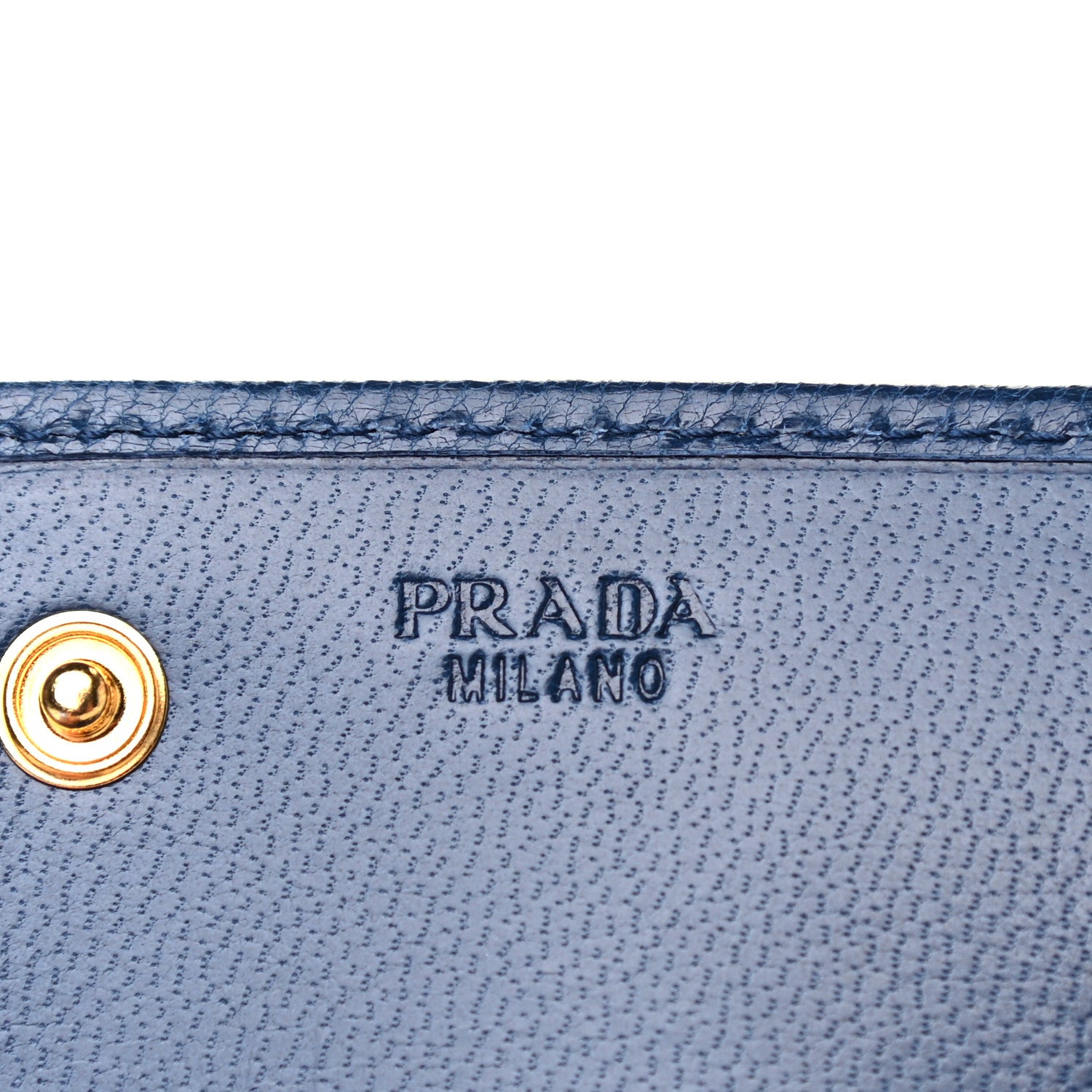 Prada Goatskin Woven Chain Wallet Blue 6 of 8