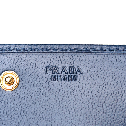 Prada Goatskin Woven Chain Wallet Blue 6 of 8