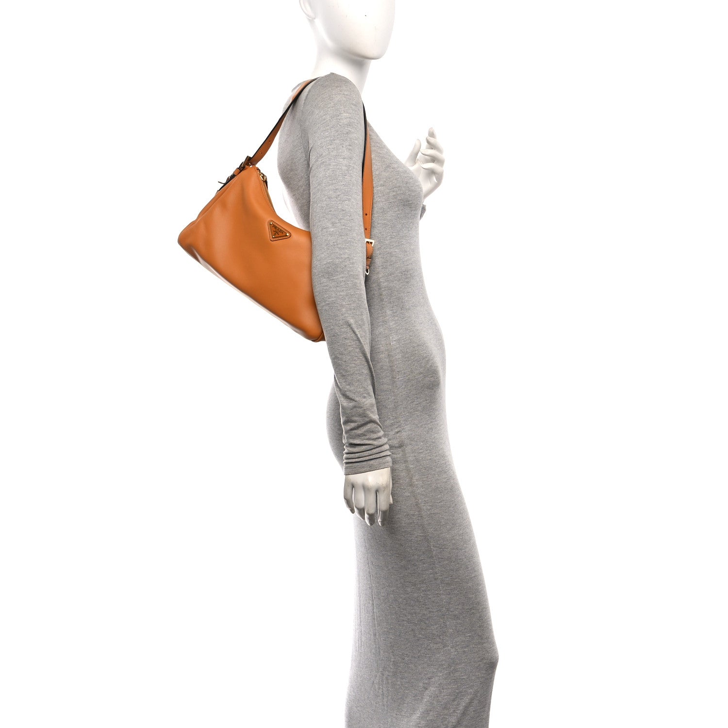 Prada Soft Calfskin Medium Aimee Shoulder Bag Caramel 2 of 9