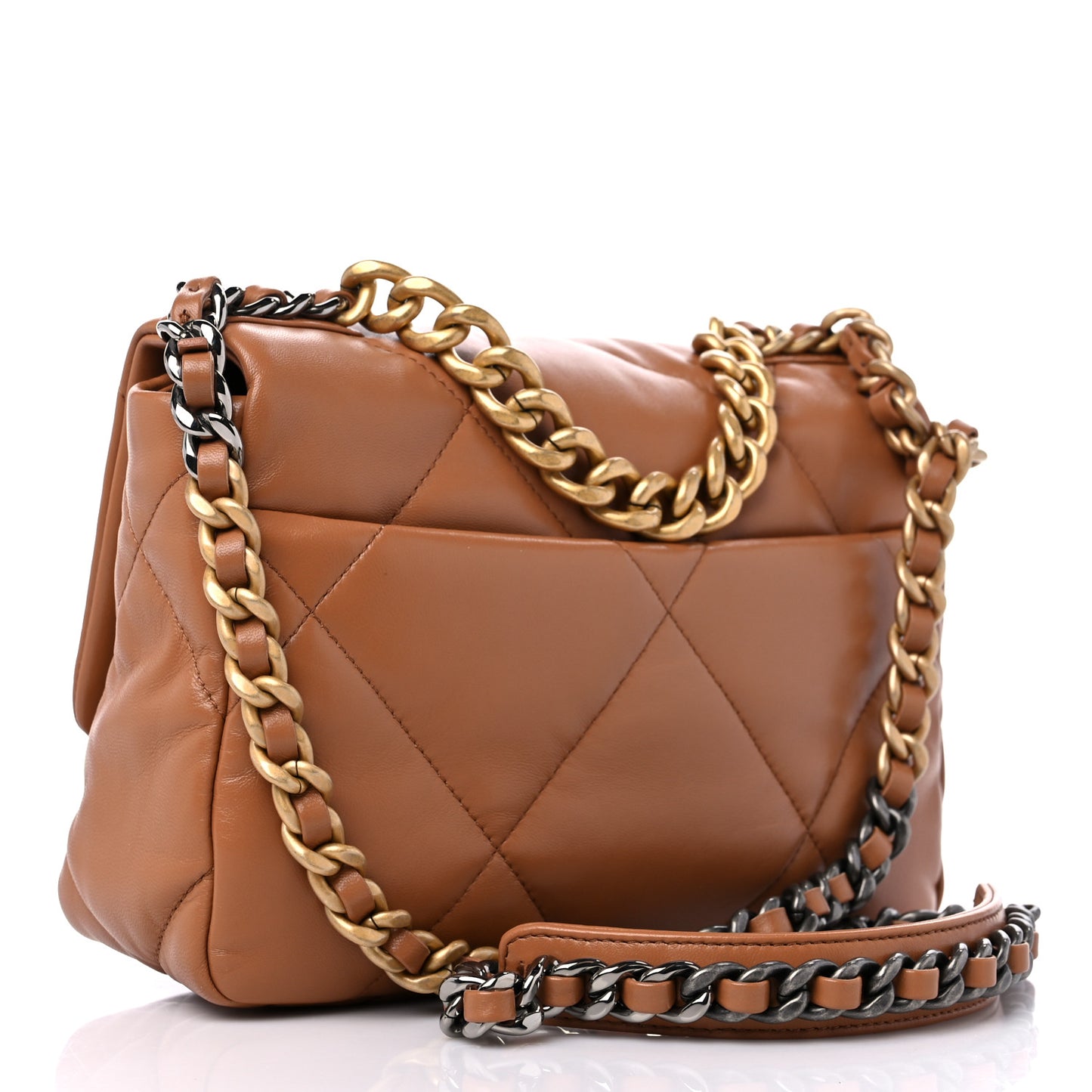 Lambskin Quilted Medium Chanel 19 Flap Brown