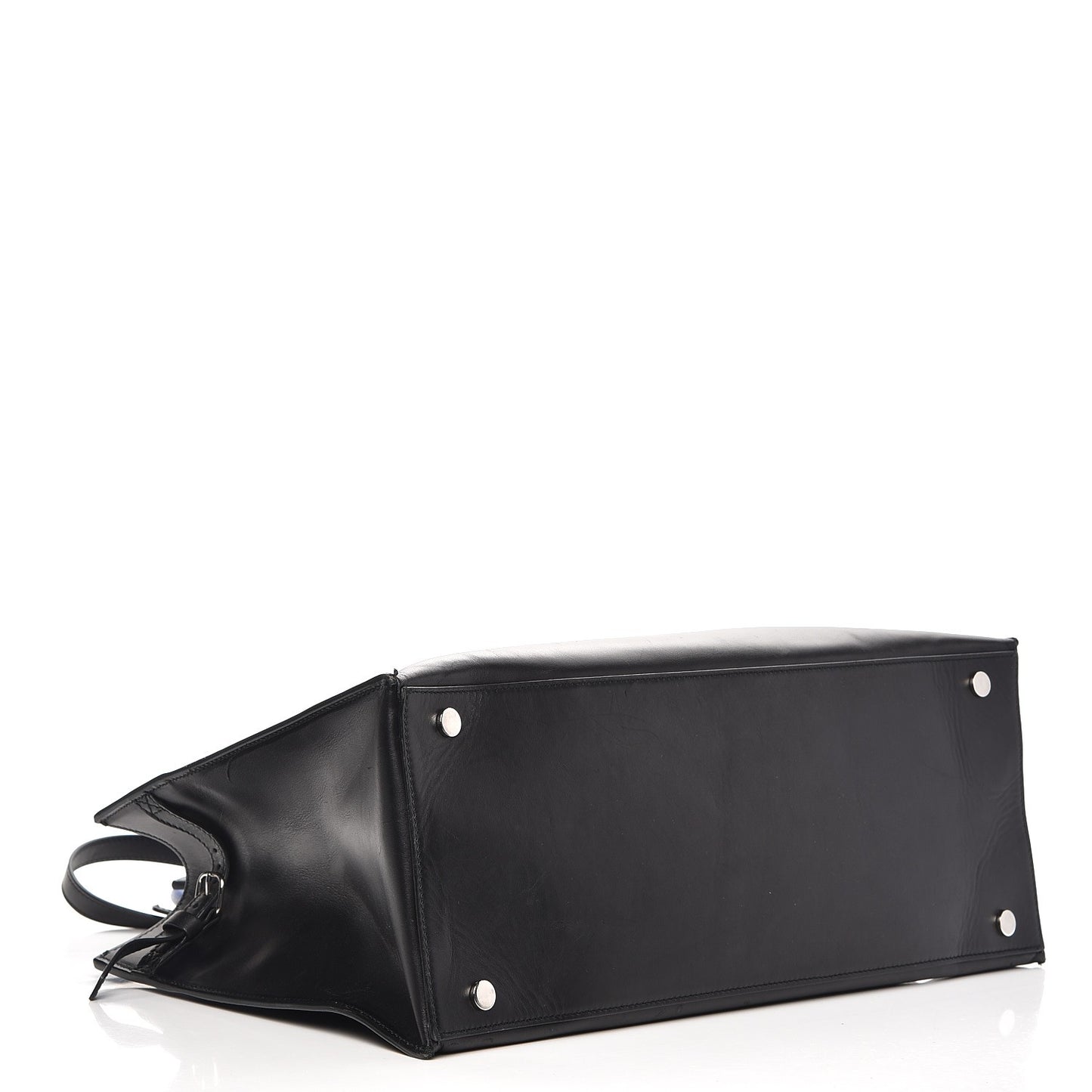 Calfskin Karung Padlock Nude Work S Top Handle Black Electric Bleu