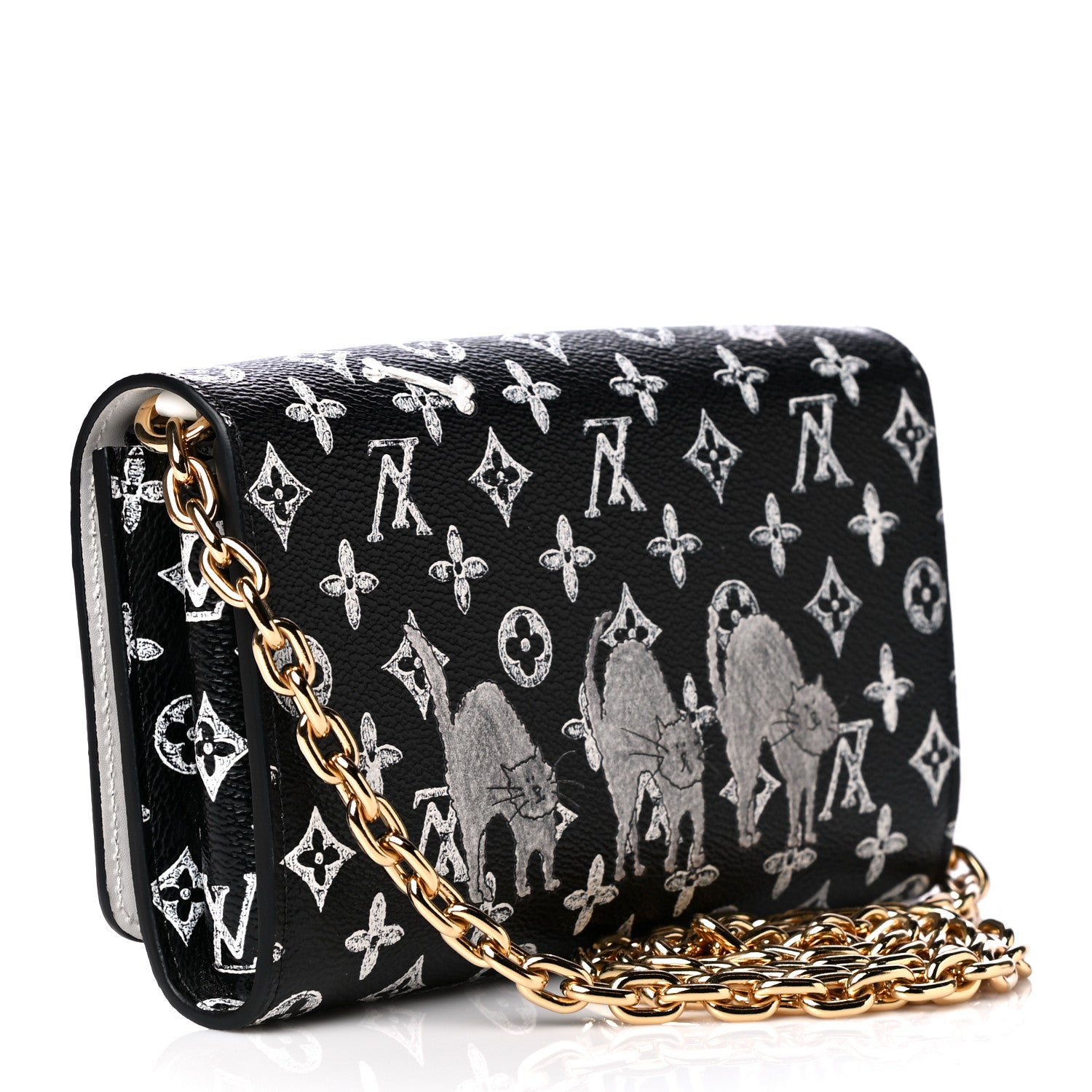 Louis Vuitton Catogram Twist Chain Wallet Black 3 of 5