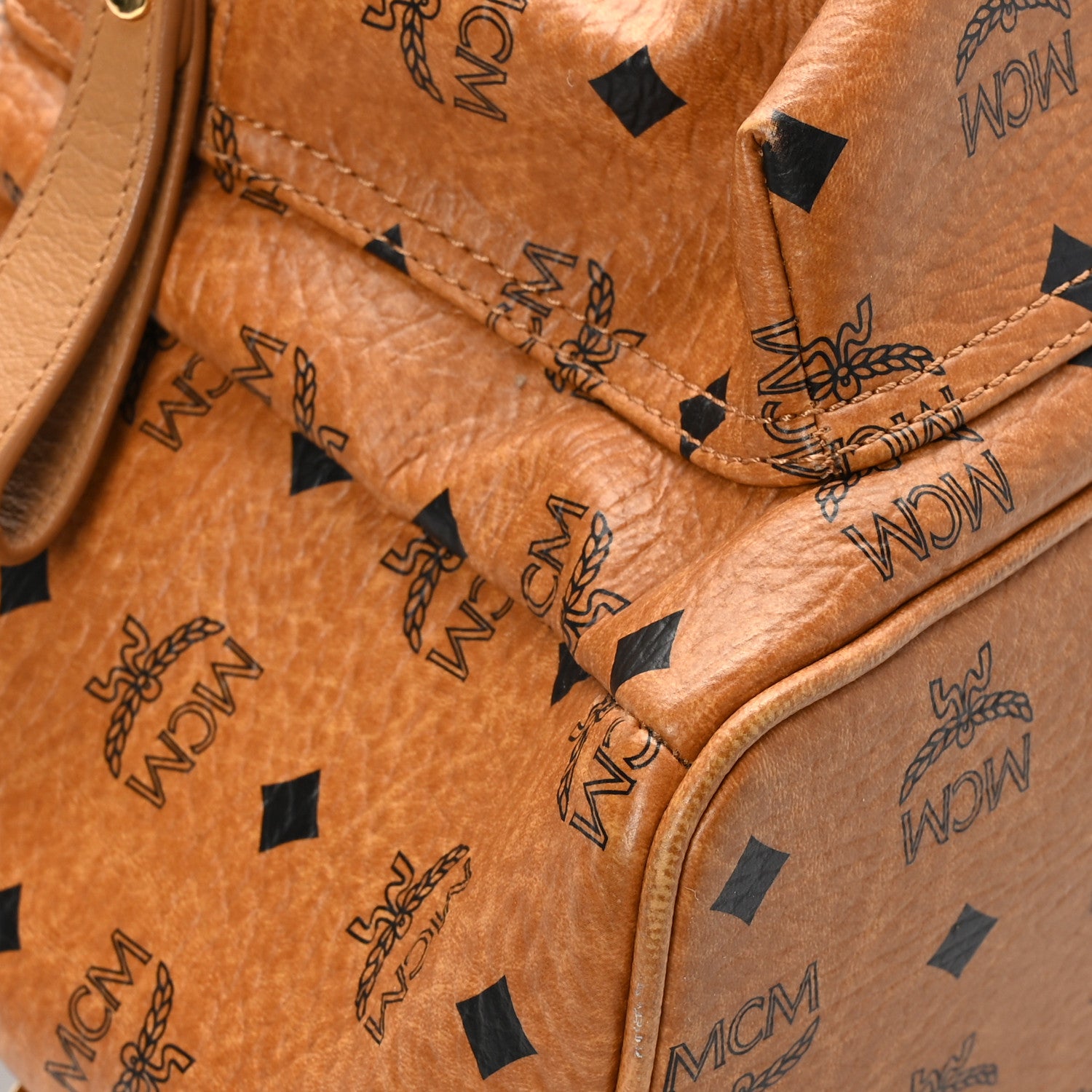 MCM Visetos Medium Sprinkle Stud Stark Backpack Cognac 8 of 11