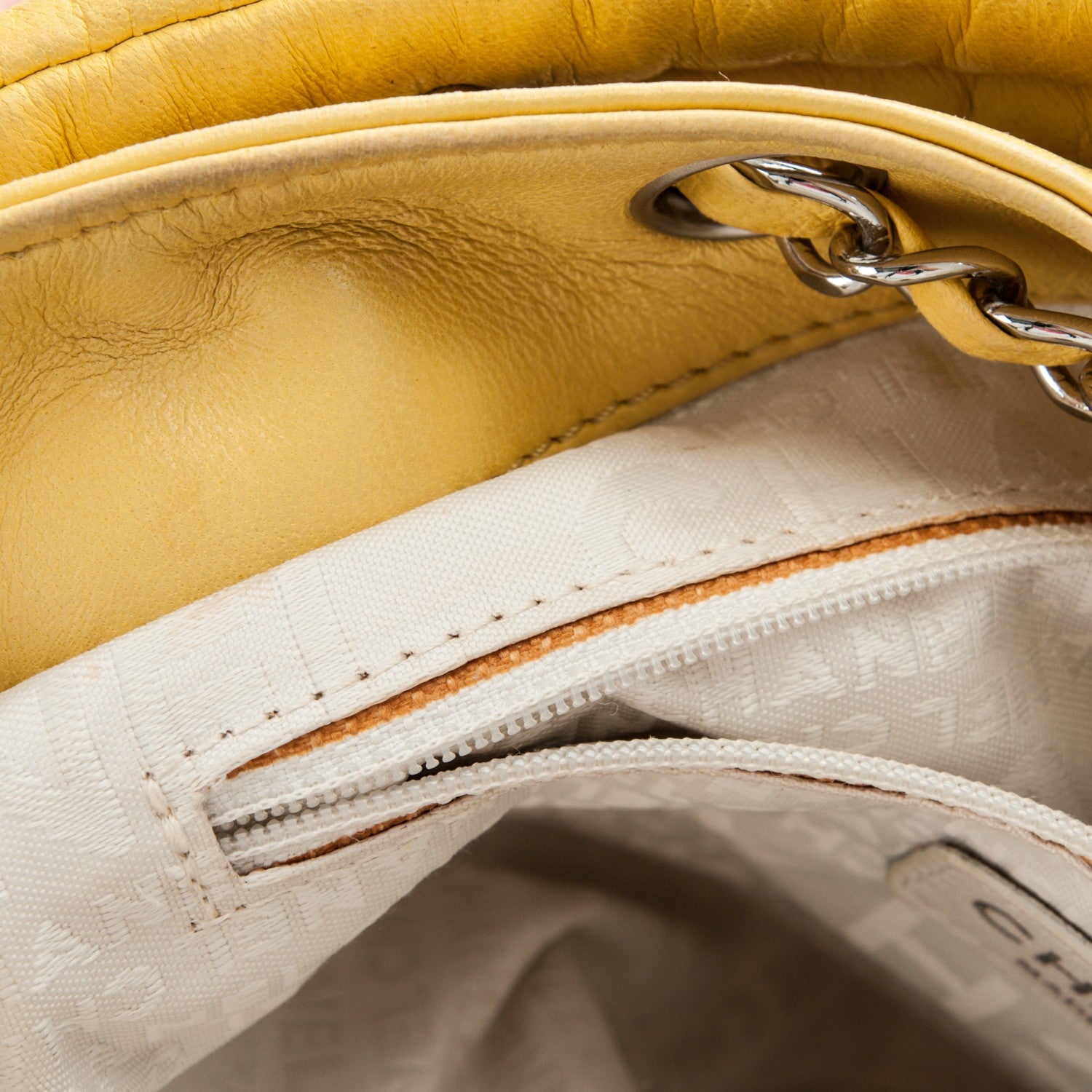 Chanel Lambskin Contrast Stitch Drawstring Shoulder Bag Yellow 8 of 8