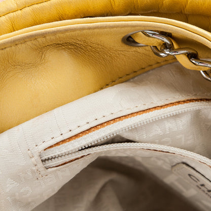 Chanel Lambskin Contrast Stitch Drawstring Shoulder Bag Yellow 8 of 8