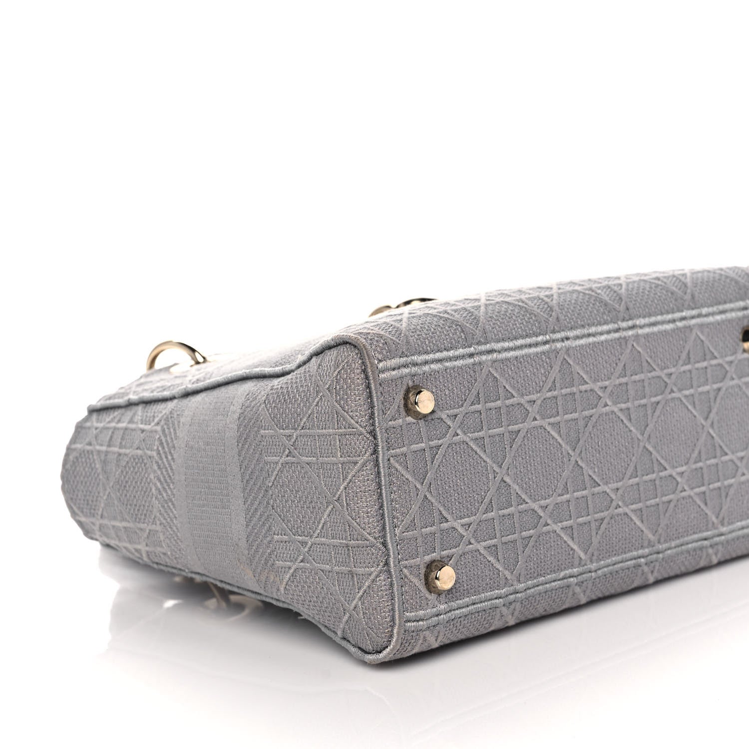 Christian Dior Canvas Embroidered Cannage Medium Lady D-Lite Gray 9 of 12