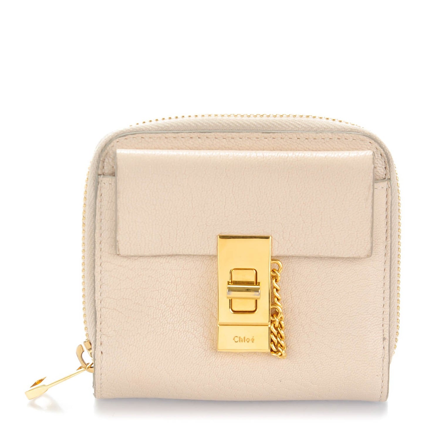 Calfskin Drew Square Wallet Cement Pink