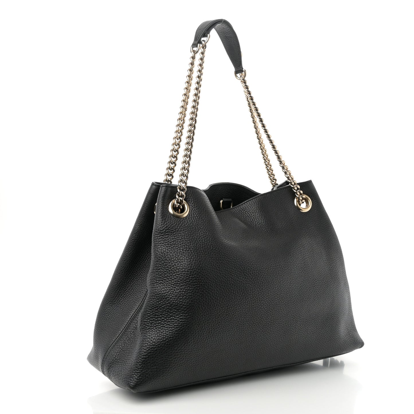 Pebbled Calfskin Medium Soho Chain Shoulder Bag Black