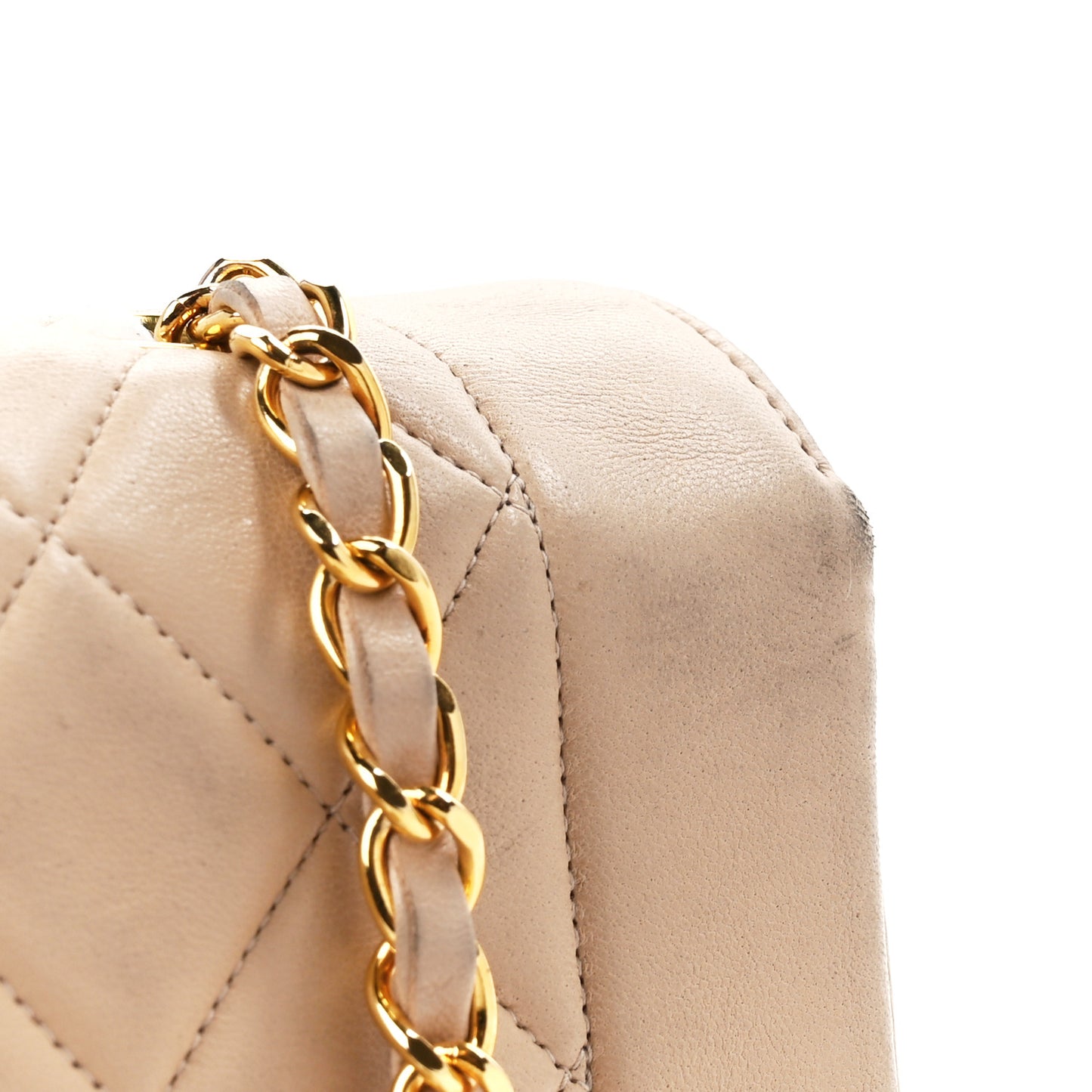Lambskin Quilted Small Single Flap Beige