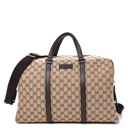 Gucci Monogram Dollar Calfskin Boston Duffle Bag Beige Ebony Testa di Moro Marrone Scuro 1 of 10