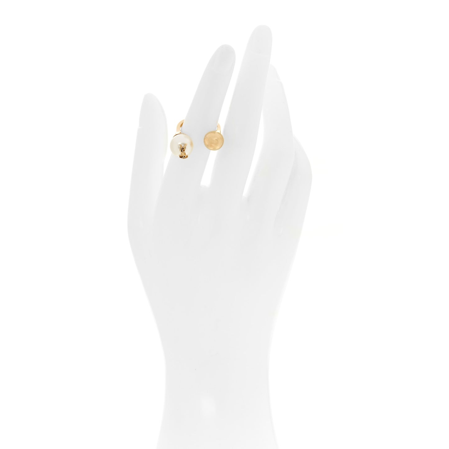 Brass Cassandre Pearl Ball Ring 49 5 Gold White