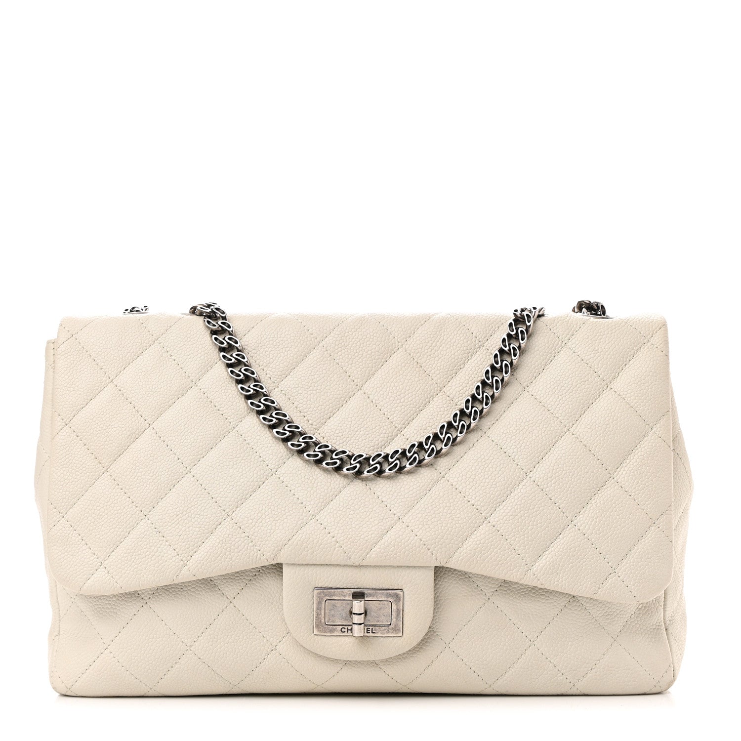 Chanel Caviar Quilted Jumbo Single Flap Bijoux Chain Ivory 1 of 14