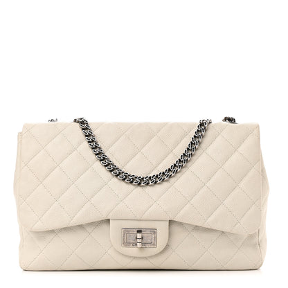 Chanel Caviar Quilted Jumbo Single Flap Bijoux Chain Ivory 1 of 14